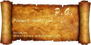 Ponert Oxána névjegykártya